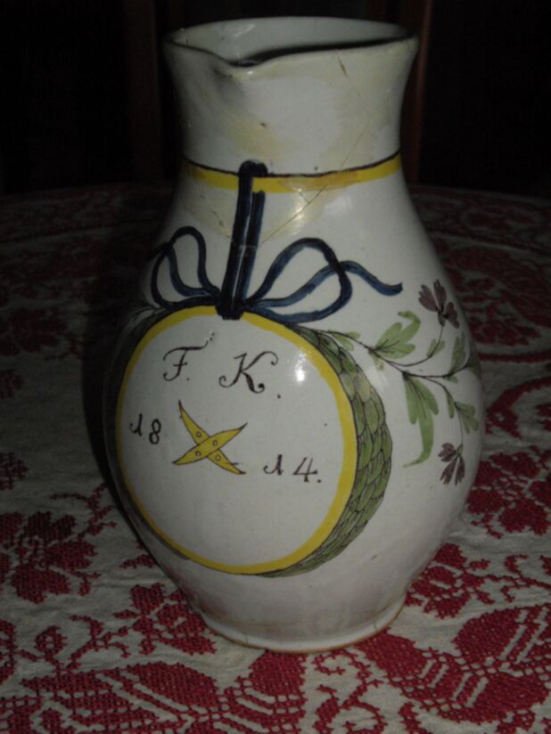 Birnkrug, handgemalt, 19. Jhd (03972)